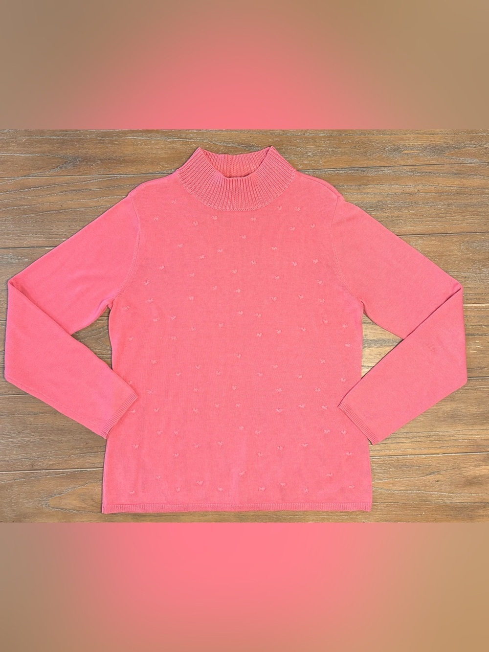 Westbound Pink Mock Neck Sweater with Subtle Dot Texture